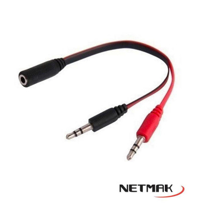 CABLE ADAPTADOR AUDIO JACK 3.5MM A MICRÓFONO Y AURICULAR PC NM-C50