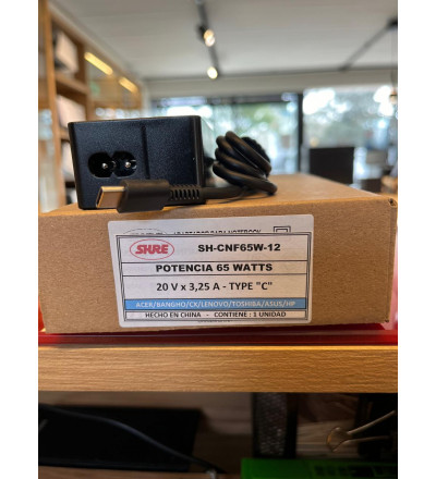 Cargador notebook 65 12 20V X 3.25A TYPE "C" 65W