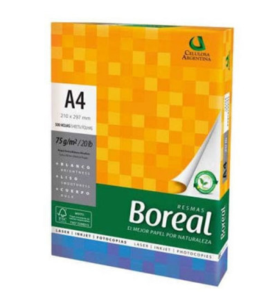 Papel Resma 500 Hojas De 75 Gr A4 Boreal