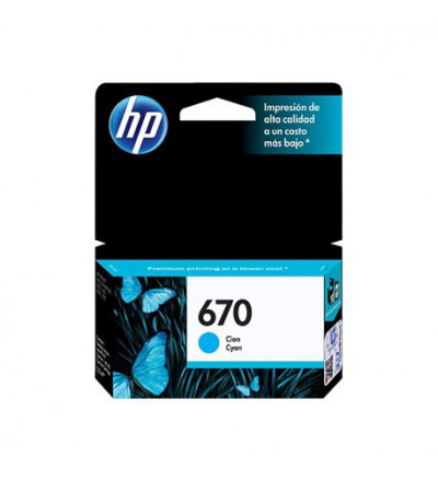 Cart hp 670 cyan deskjet ink advantage 3525